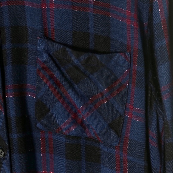 Rails Hunter Midnight Merlot Gold Button Up Plaid Flannel Shirt Womens L - Picture 5 of 7